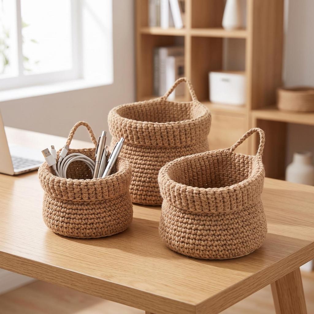 3 Pieces Wall Hanging Basket with Rope Handle Stackable for Entryway, Kitchen
