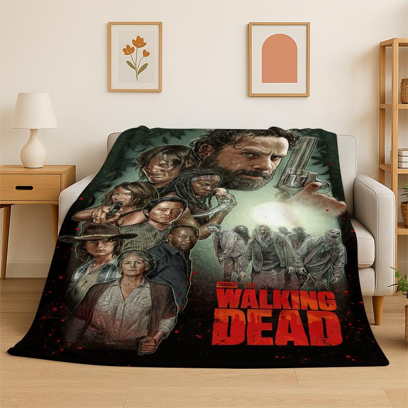 classic The Walking Dead Rick Daryl Horror TV Flannel Blanket Soft Warm Throw Blanket for Bedroom Living Room Bed Travel Picnic