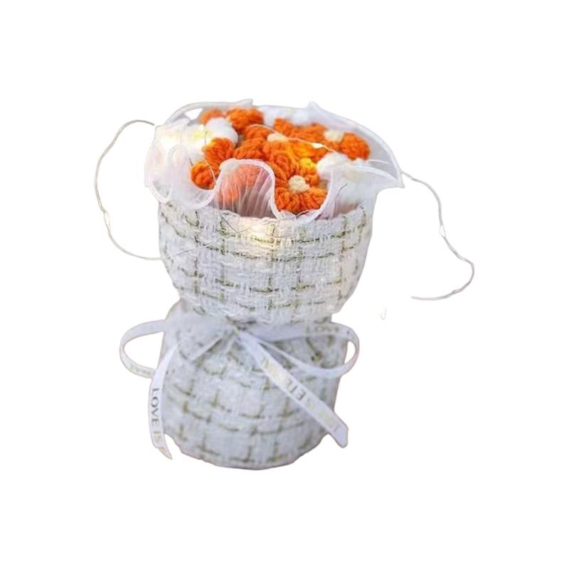 Knitted yarn simulation puff bouquet