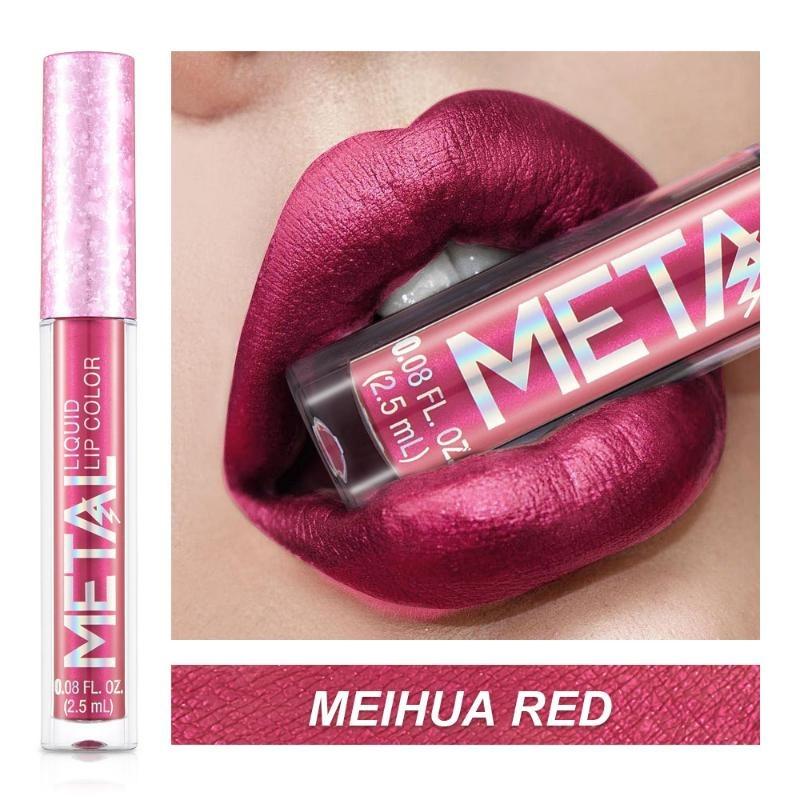 Metallic Liquid Lipstick Lip Gloss with Shimmer Non-Stick Cup Lip Lacquer Makeup