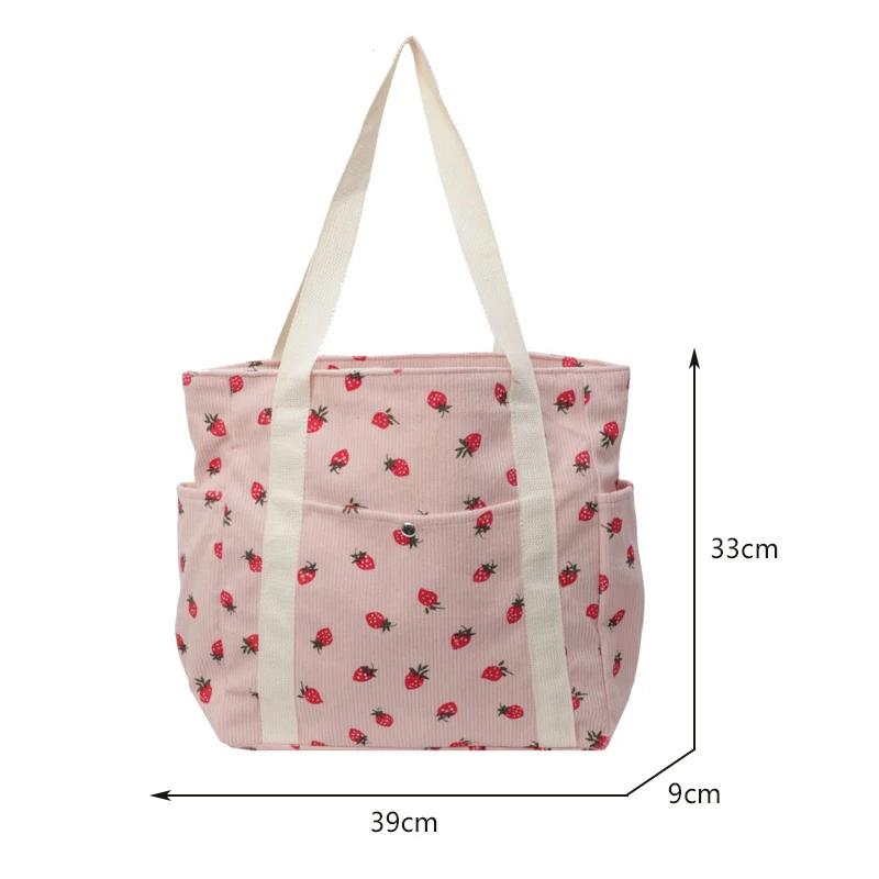 Forest Fresh Corduroy Handbag Sweet and Fashionable Versatile Shoulder Bag Beautiful and Simple Commuter Women's Tote Bag