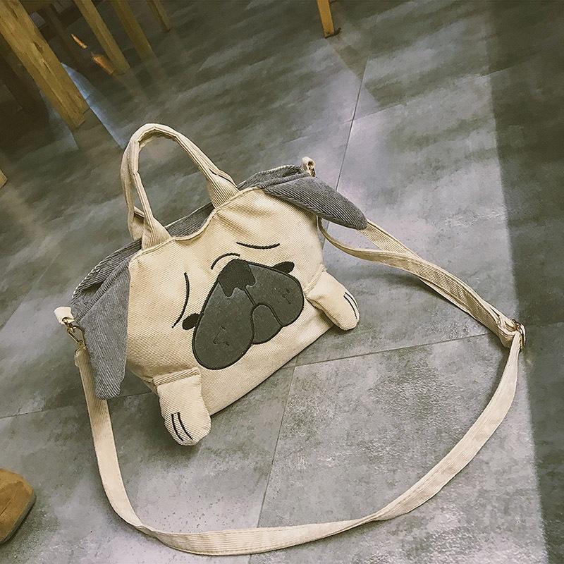 Cute And Funny Dog Shoulder Bag In Japanese Style Made Of Velvet Small Size
