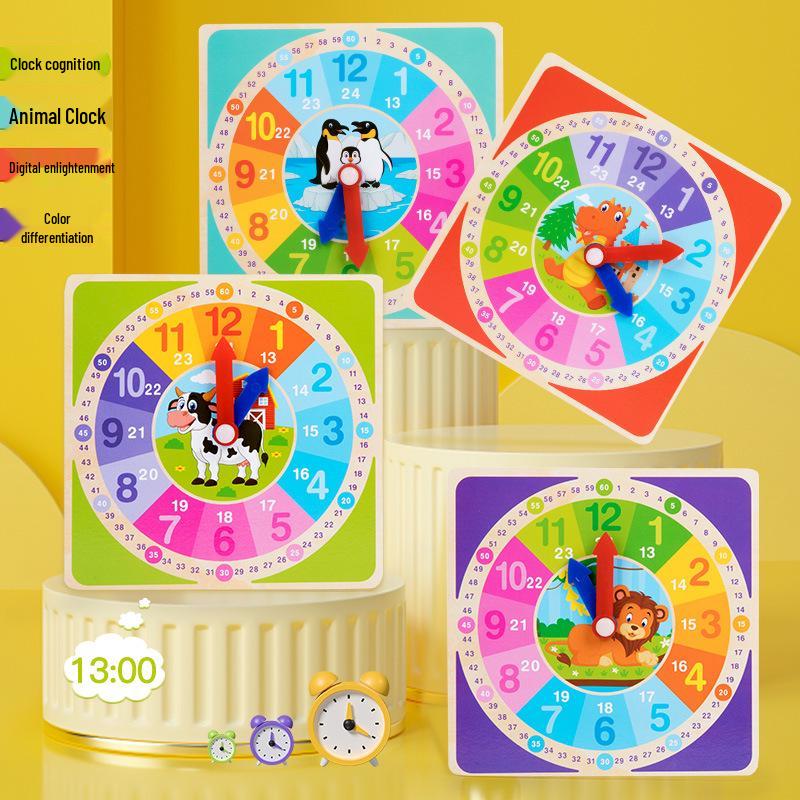 Wooden Multi-color Educational Clock for Children – Teaching Aid & Brain-Teasing Toy