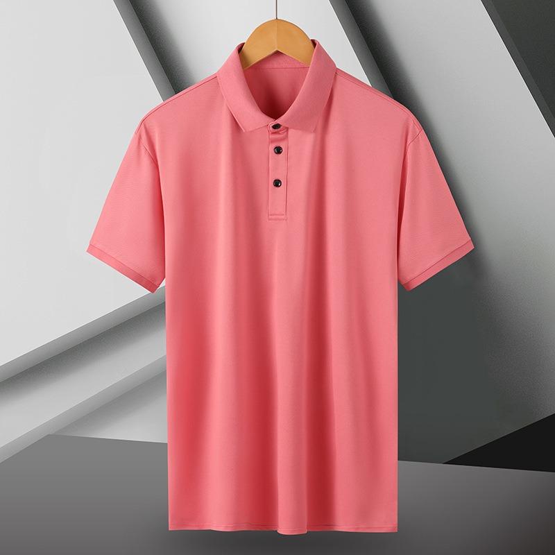 

Летняя рубашка поло из ледяного шелка, высококачественная футболка, однотонная, новая, с коротким рукавом, не оставляющая следов, повседневная, с лацканами, деловая, тонкая, мужская 3XL