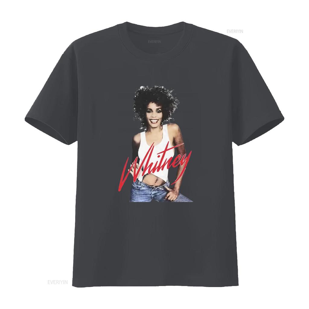 T-shirt Whitney Houston Iconica Foto Stampa Wanna Dance Stile Retro Moda vintage Lavata Alla Moda uomo Comoda