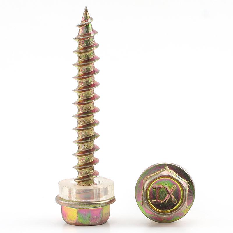 Iron-Plated Zinc Hexagonal Self-Tapping Wood Screws, Furniture Flange Screws M5.5