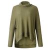 Women's  And Winter Loose Solid Color Irregular Hem Stitching Long-sleeved Pile Collar Knit Sweater Top