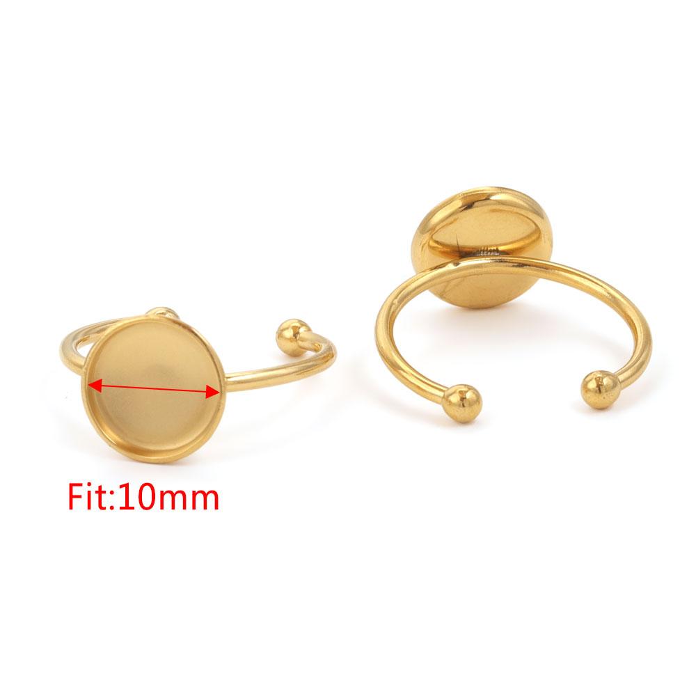10 Stück Verstellbare Edelstahl Offene Ringfassungen Leere Basis Fassung Cabochon Ringe Für Schmuckherstellung DIY Fingerring Leere