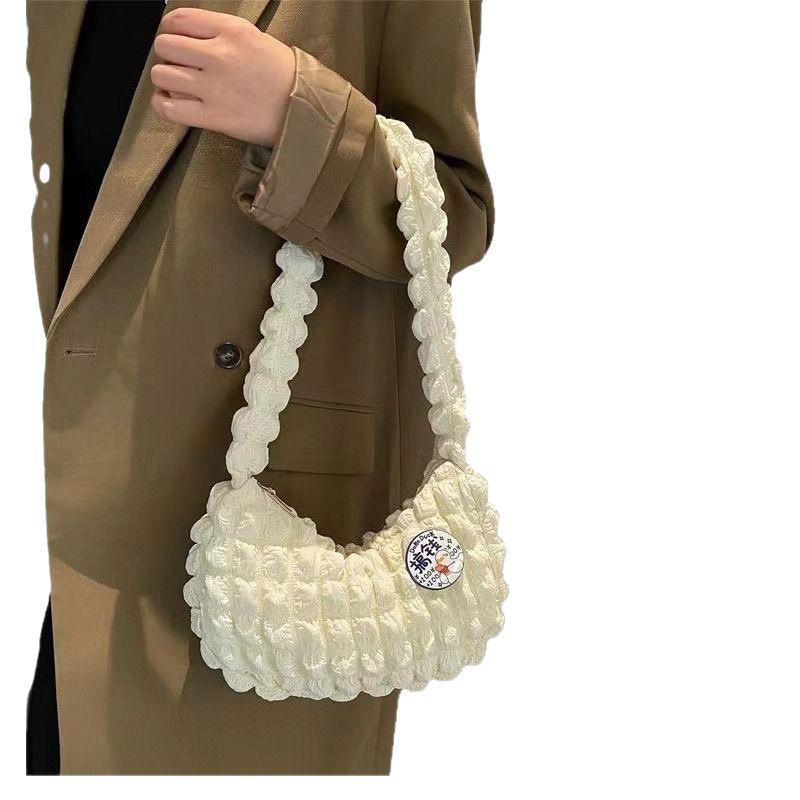 Popular Cloud Bag Fashion Versatile Shoulder Bag Women's Solid Color Portable Underarm Bag Folded Bubble Women's Bag