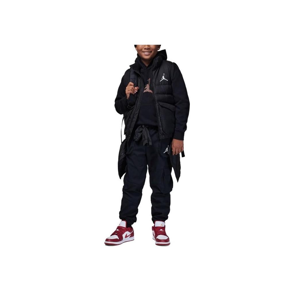 Jordan Kids Fitted Hoodie Pullover Long Sleeve Sweatshirt Spring/Summer 2023 Kids Tops Black FV5653-010