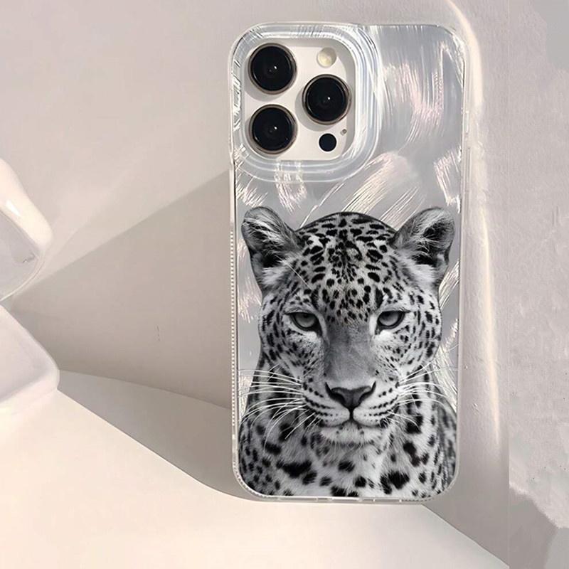 Phone Case for iPhone 14 13 15 16 17 Pro Max 16E 11 12 8 7 Plus X XR XS SE 2022 Animal Floral & Leopard Pattern Shiny Back Cover