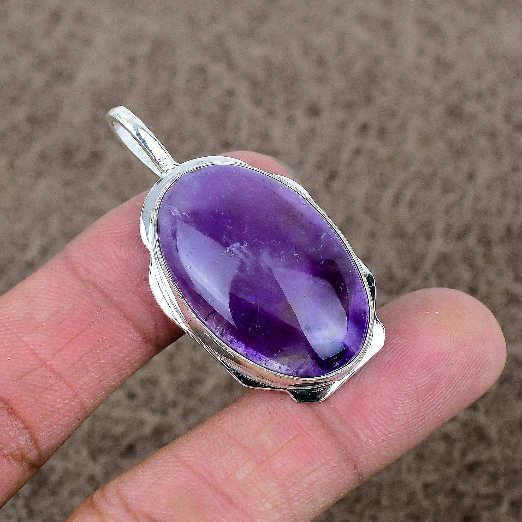 

Sage Amethyst Gemstone Handmade 925 Sterling Silver Jewelry Pendant 1.97 KKG-364