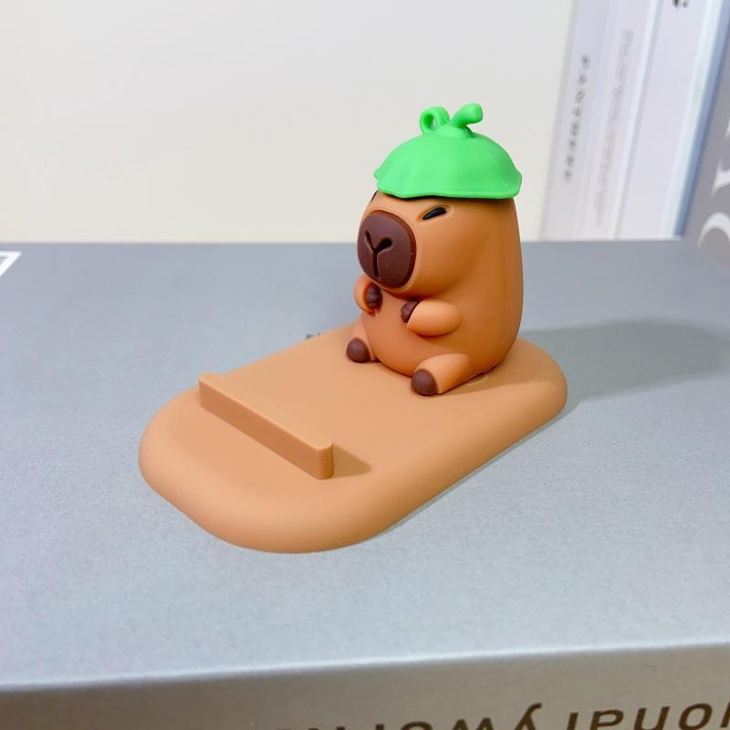 1pc Cute Capybara Phone Stand Lazy Desk Organizer with Expressive Eyes Non-Slip Base Compatible with Smartphones Tablets Home Office Decor