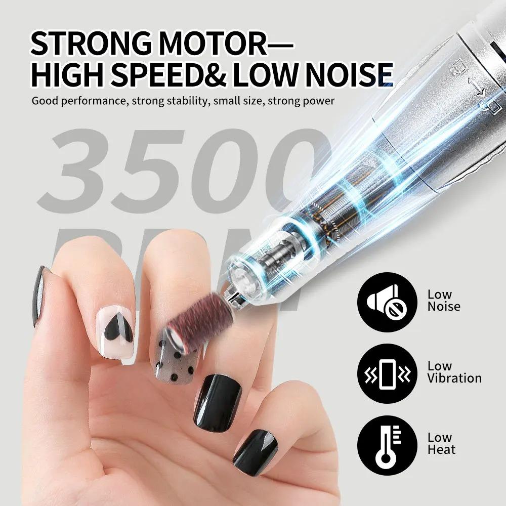 Rechargeable Nail Art Drill 35,000 Rpm - Professional Polisher & Milling Cutter Electric Sander
