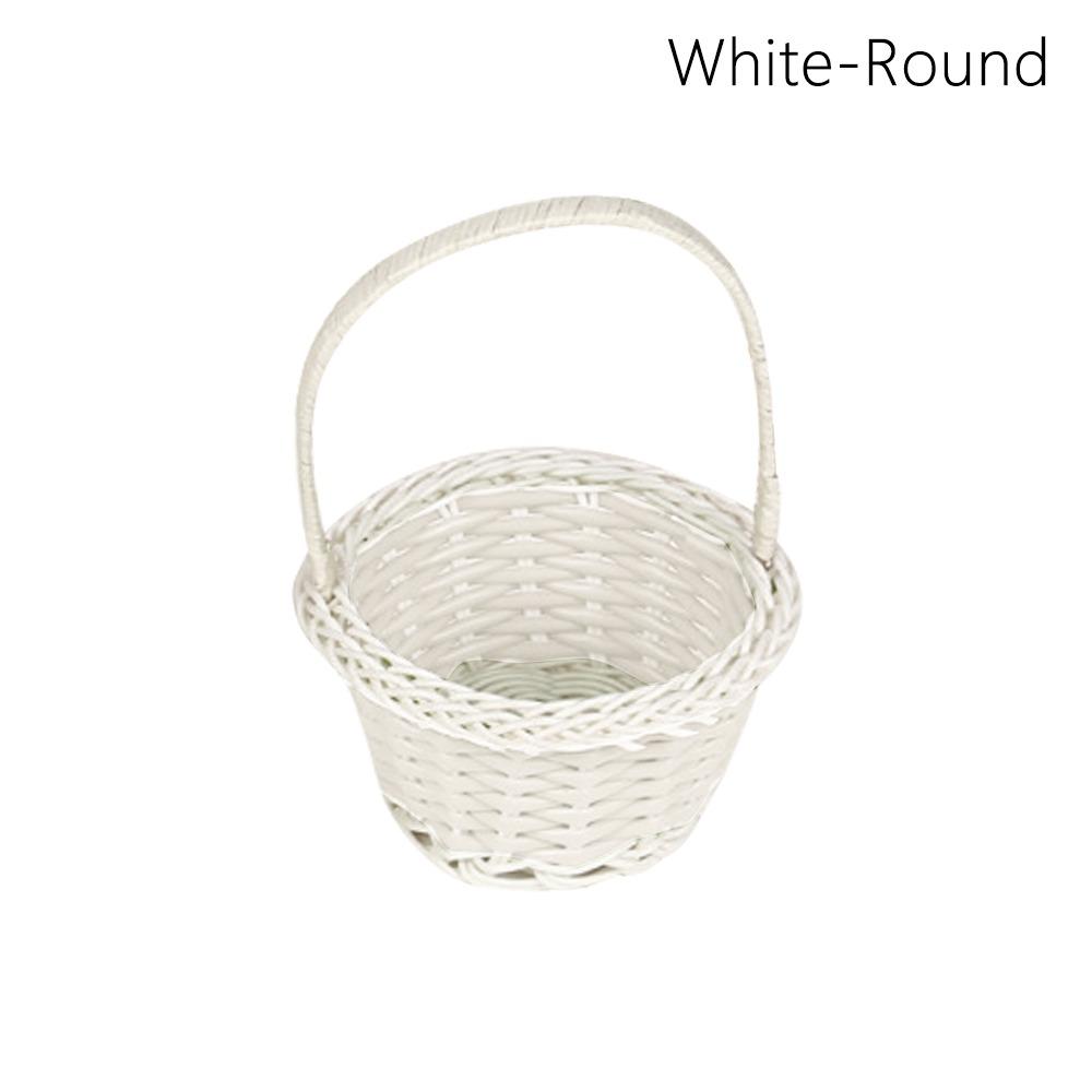 

Плетеная ротанговая корзина для хранения цветов круглой/в форме сердца, плетеная ивовая корзина для цветов для растений, дома, свадьбы White Round