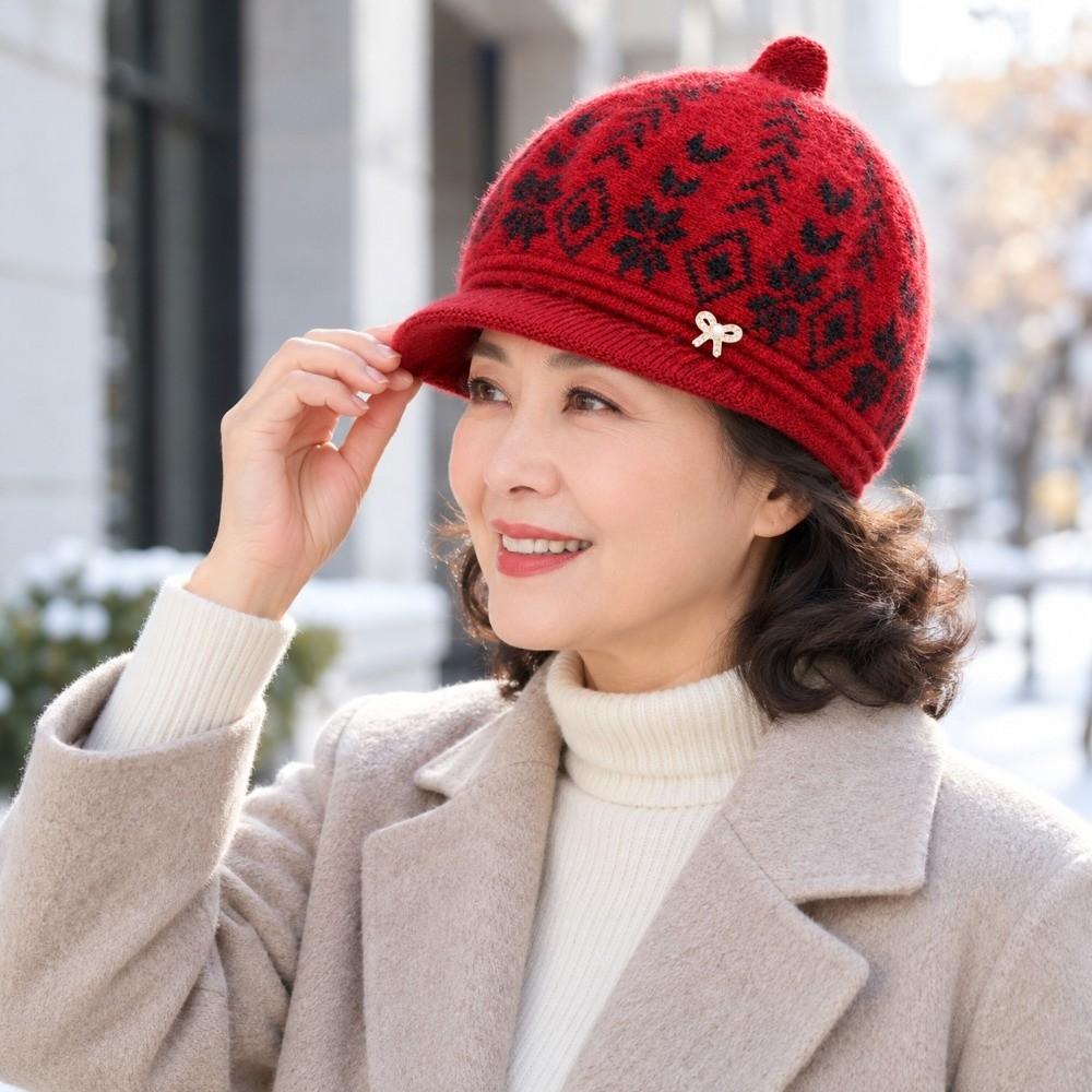 Thick Plush Liner Winter Brimmed Hat Fleece Lined Beanie Cold Wind Protection