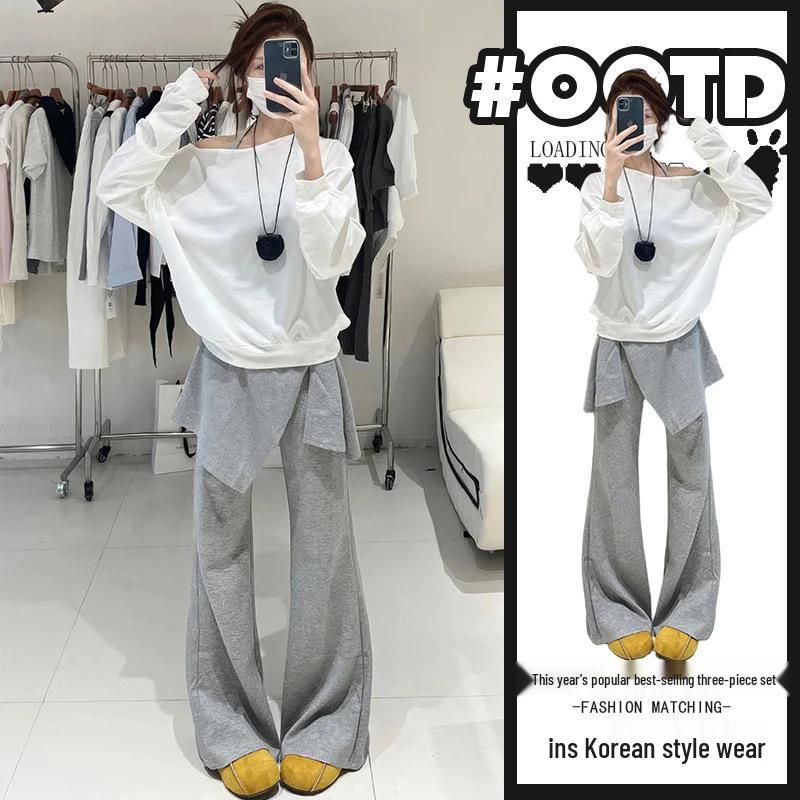 

Two-Piece Girly Chic Set: Loose Long-Sleeve Top & Casual Patchwork Pants 3XL (for 70-80kg)