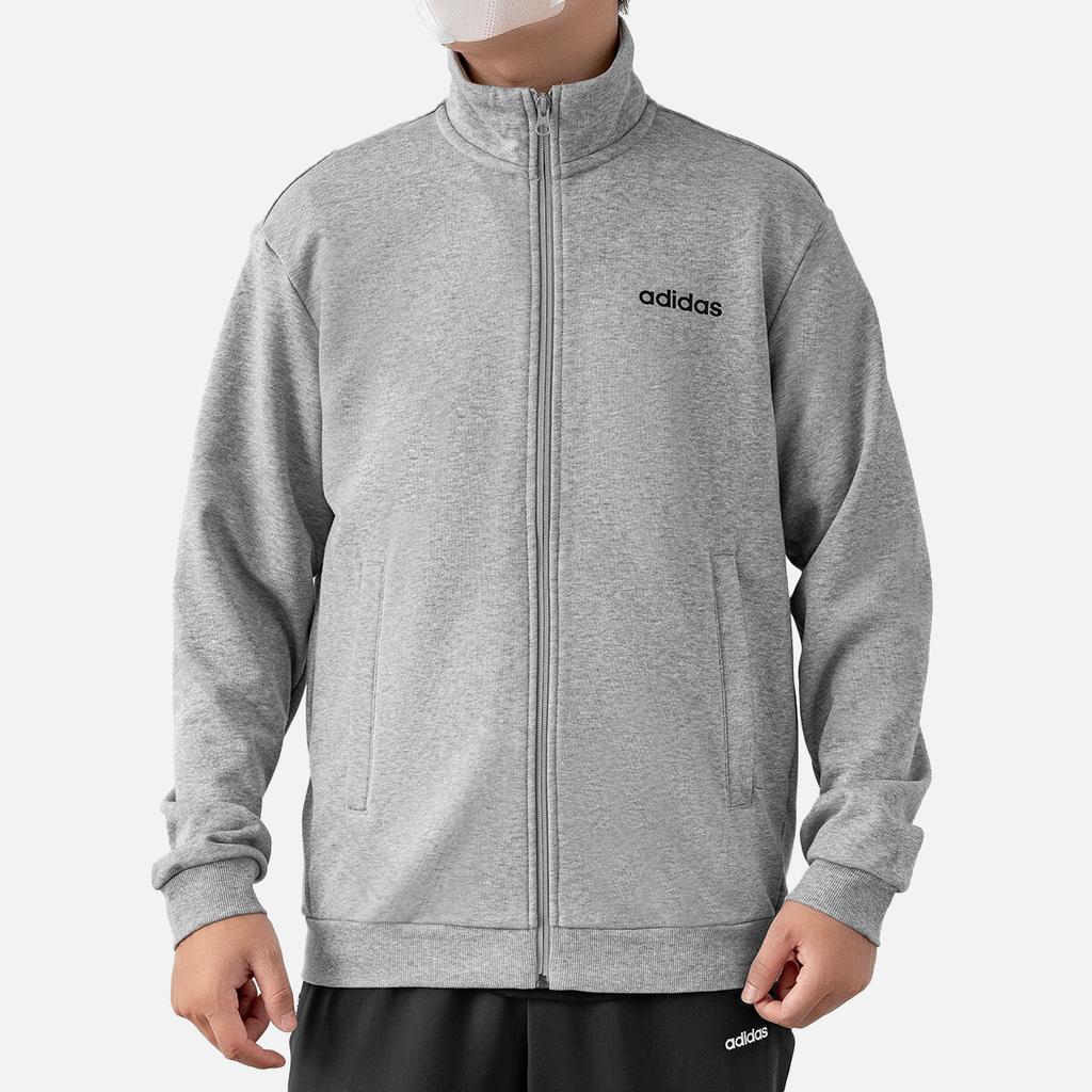 Adidas Solid Color Stand Collar Zip-Up Casual Long Sleeve Jacket Men Jacket Grey JJ0425