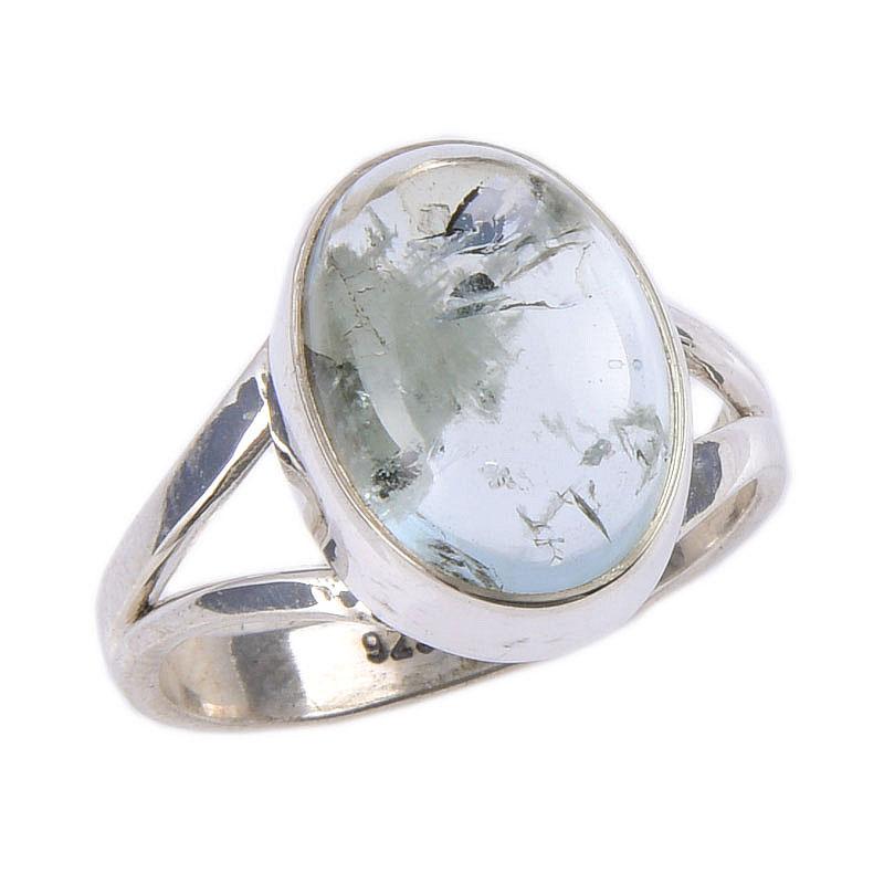Natural Aquamarine Gemstone Handmade 925 Solid Sterling Silver Ring Size 6 H1H04