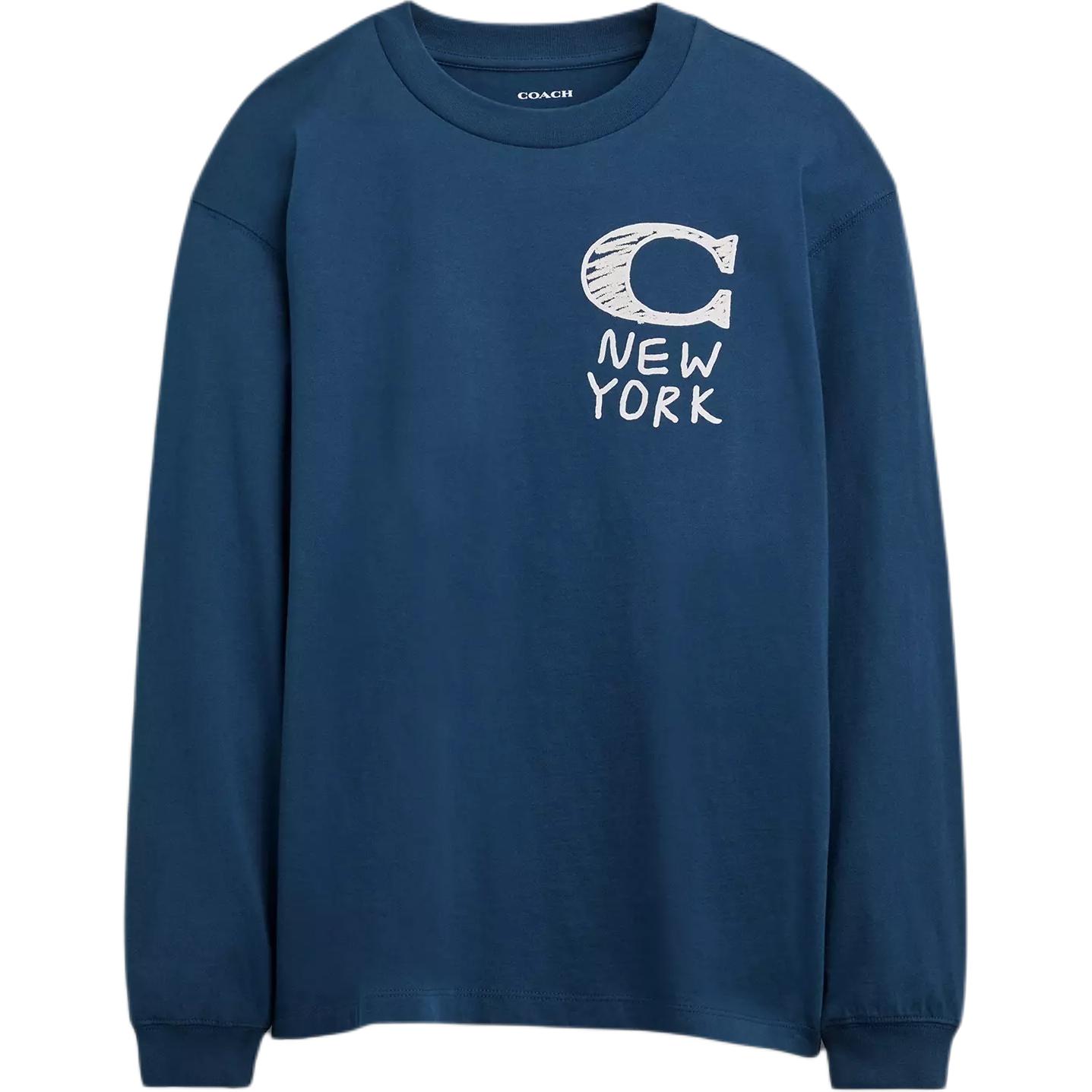 

Coach Logo Round Neck Long Sleeve T-Shirt Men T-Shirts Dark-Blue CZ014-DDE M