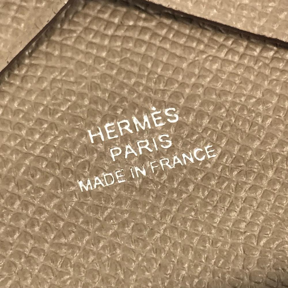 HERMES Two fold Calvi Duo Card Case Wallet coin purse Epsom Etoupe gray Unused