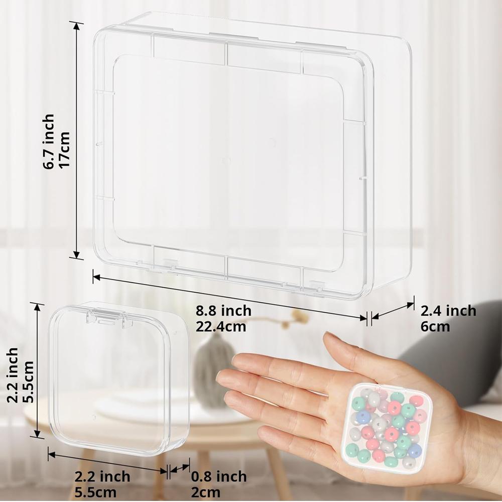 Bead Organizer Box 31Pcs Small Bead Organizers Storage Plastic Cases Mini Clear Bead Storage Containers Boxes with Hinged Lid