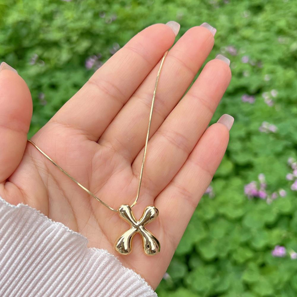 18K Gold Copper-Plated A-Z Balloon Bubble Alphabet Pendant Necklace, 2024 Stylish Glossy Design.