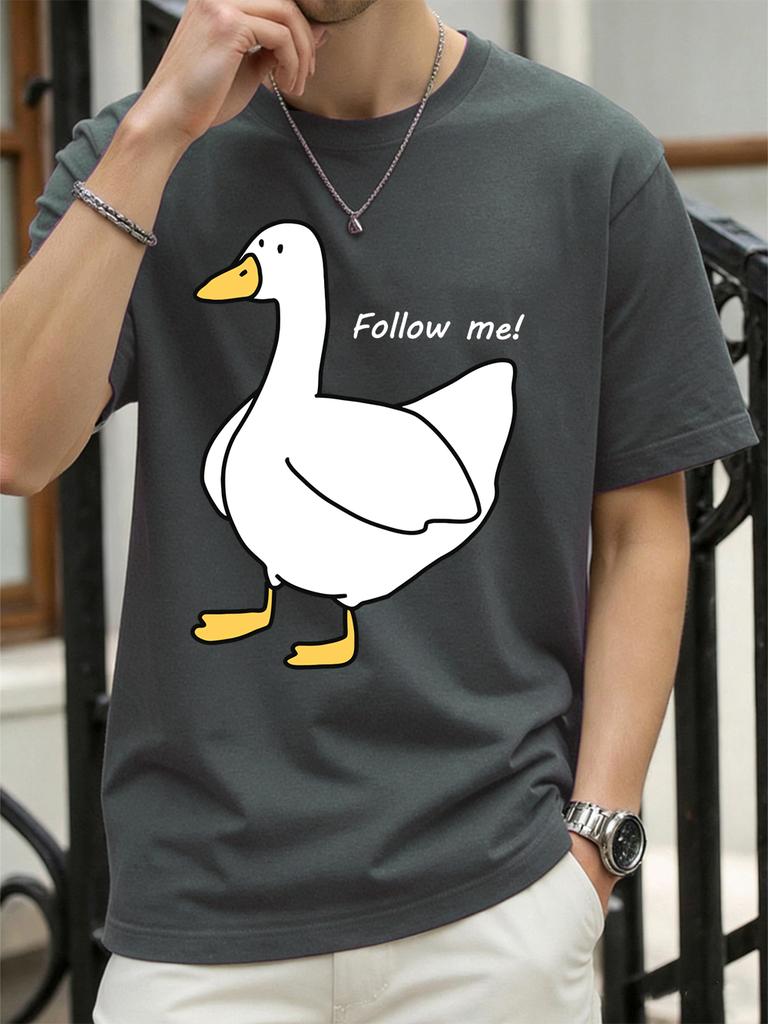 Follow The Goose Printing TShirt Women Cotton Summer Tops Comfortable Loose ONeck Short Sleeve T Shirts Casual Womans Clothes