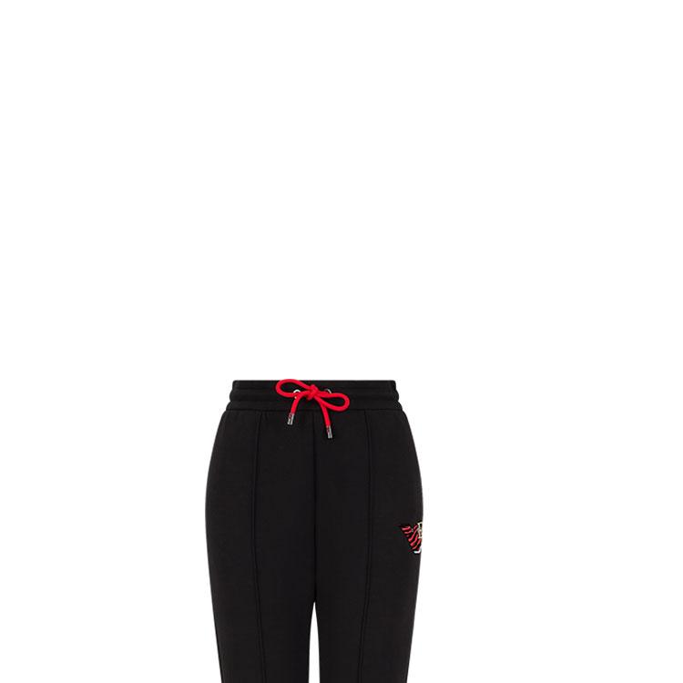 Emporio Armani Ss22 Solid Color Logo Embroidered Cuffed Knit Sweatpants Women Bottoms Black 3L2P6E-1JHSZ-0999
