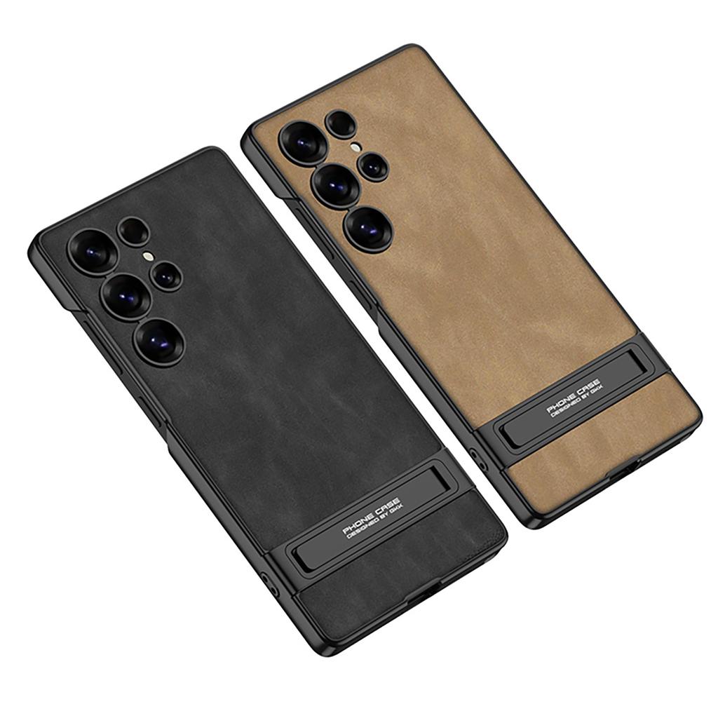 Samsung S25 Ultra Mobile Phone Case Triumph Ultra-thin Stand Frosted Leather Anti Fall Leather Case Fashionable and Simple Men and Women