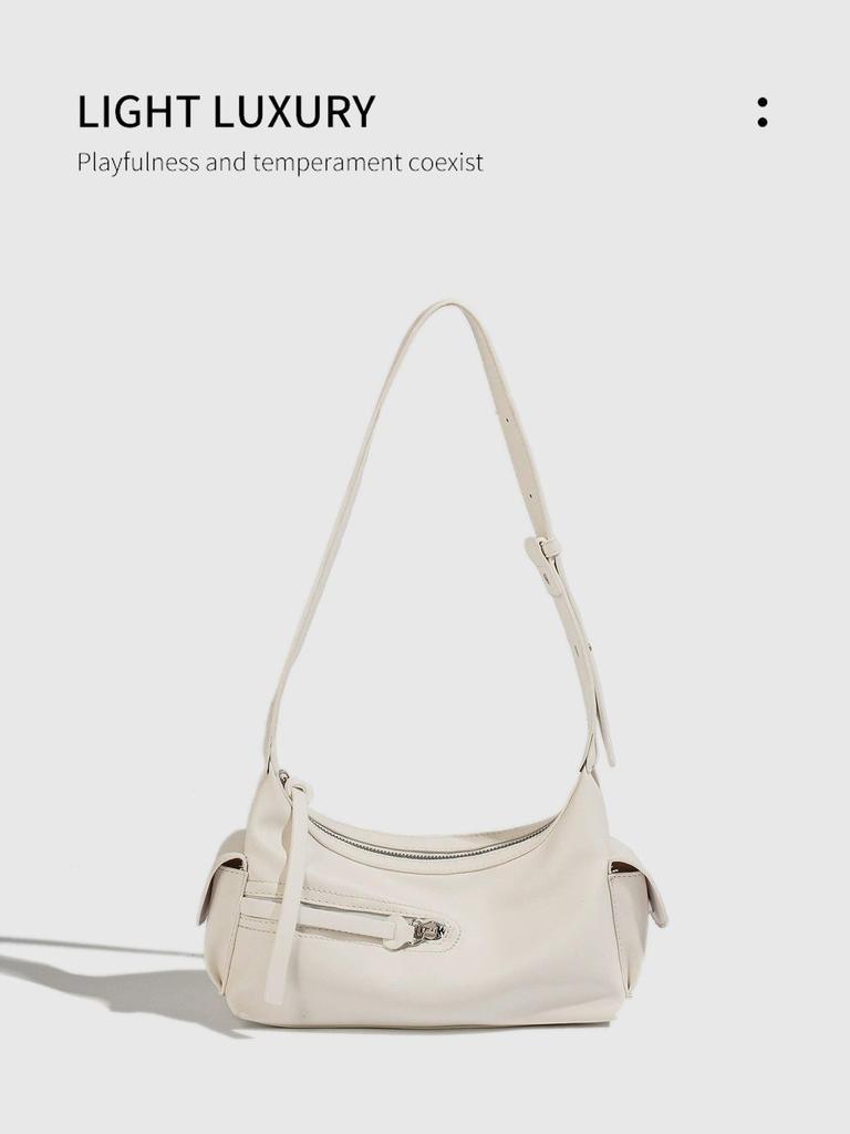 2025 Single Shoulder Retro Textured Handheld Bag for Women - Cool Spicy Girl Motorcycle Design