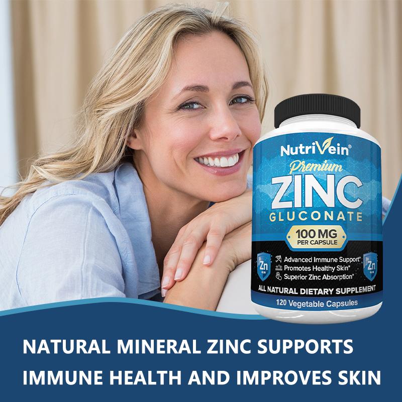 Zinkgluconat 100mg Vegetarische Kapseln Essentielles Mineralstoffsupplement 120 Stück