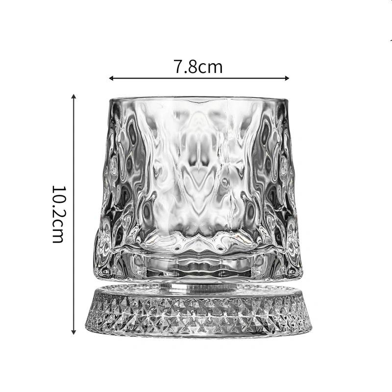 

2026 New Whiskey Glasses Rotating Whisky Glass with Glass Base 360 Rotate Degrees Crystal Rum Glass for Cocktail Party Drinking 201-300ML