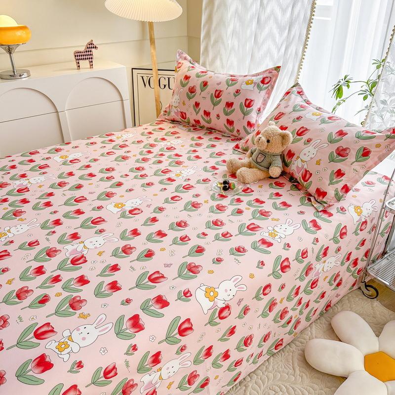 Flat Sheet Floral Style Bedsheet Skin-friendly Bed Linen Simple Student Bed Fitted Sheet Mattress Pad Bedcover