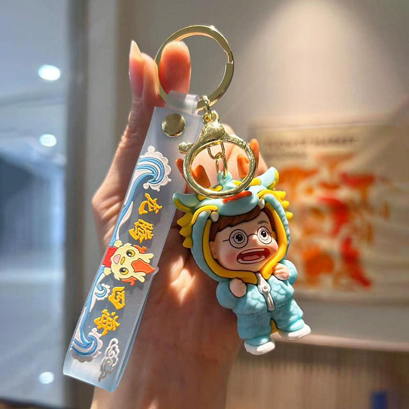 Creative Trendy Chinese Dragon Keychain Vibrant Silicone Cartoon Accessory For Gifts