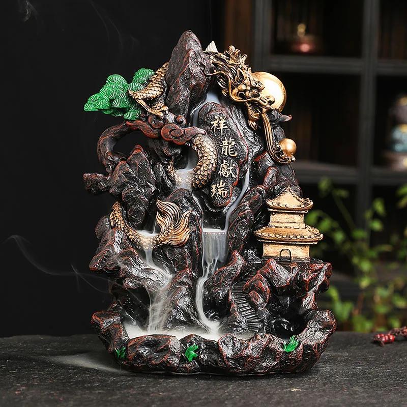 Mountain Falls, Burner, Zen, Resin, Backflow Incense Burner, Brackets, Aromatherapy Crafts, Feng Shui,Office and Home Decoration