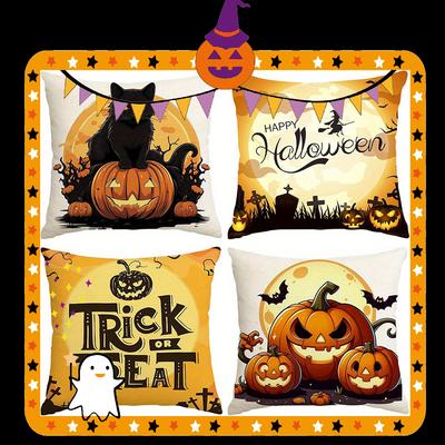 Black Cat On Pumpkin Pillow CoverSuitable for Sofa Car Bedroom Decorative Cushion Cover Pillow Cover
