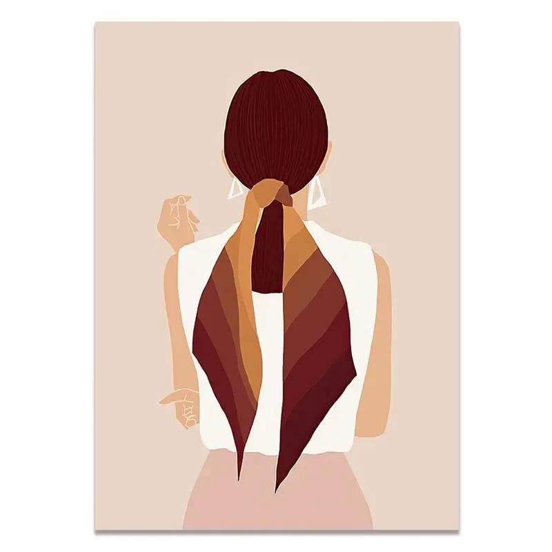 Fashion Vintage Girl Abstract Figure Wall Art Canvas Painting Nordic Posters And Prints Wall Pictures For Living Room Home Decor