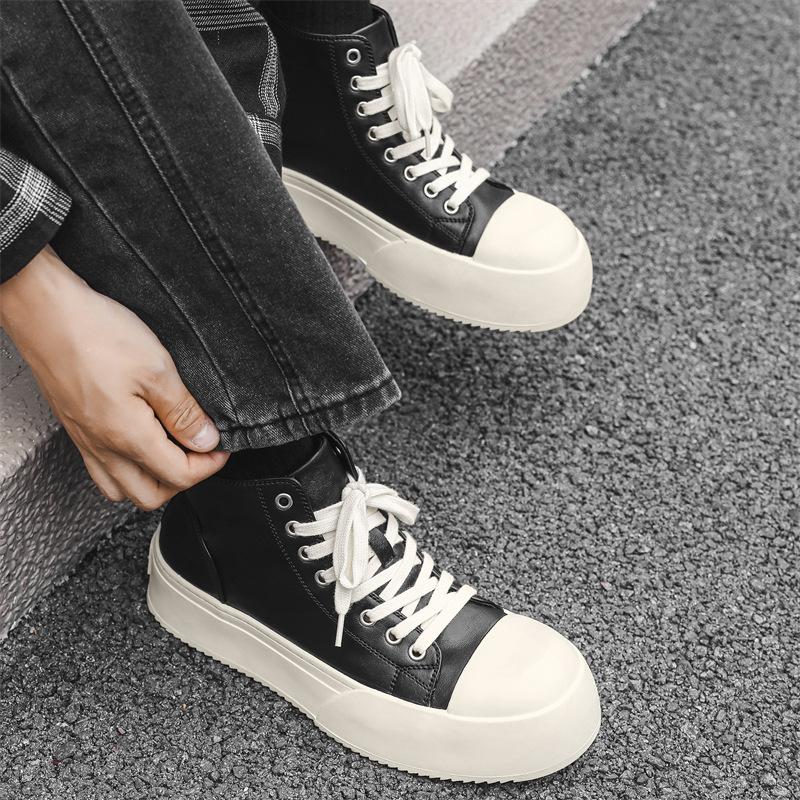 Černé boty na prkno PÁNSKÉ Prodyšné zvyšovací hvězda se silnou podrážkou se stejnou velkou hlavou Boty Derby Běžné kožené boty 55326-J