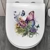 Butterfly Flower Toilet Sticker Self Adhesive Bathroom Wall Decoration Waterproof Removable Vinyl Art