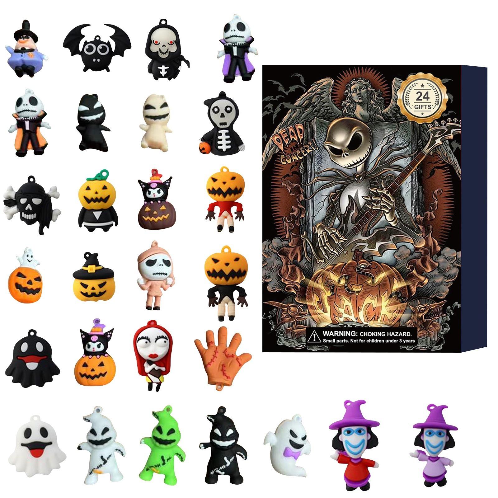 

Адвент-календарь для кукол на Хэллоуин содержит 24 подарка, адвент-календарь с фигурками ужасов на Хэллоуин, календарь обратного отсчета на Хэллоуин с игрушками-сюрпризами One Size