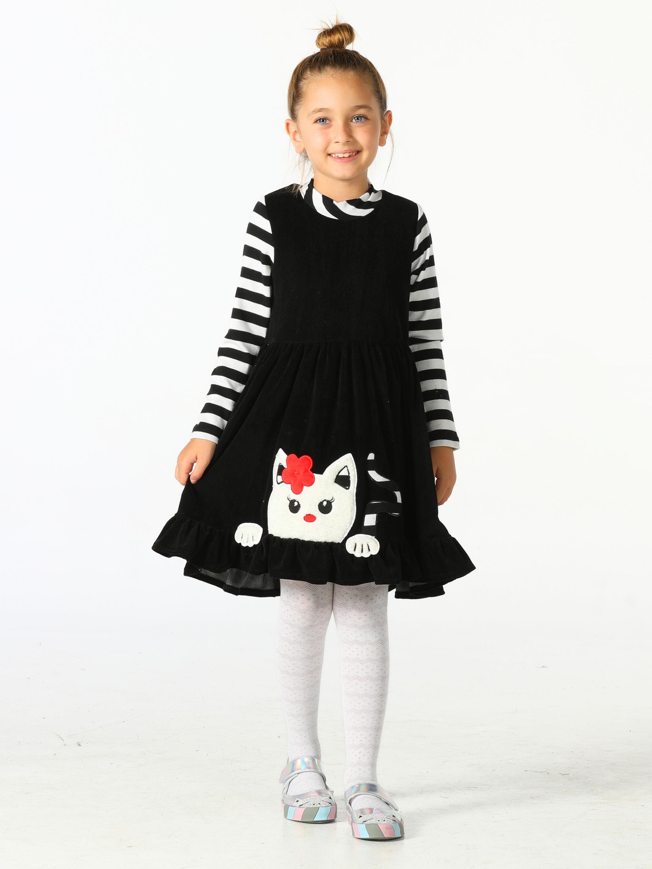 

Soft Striped Black Girl Dress 3 Yaş чорний