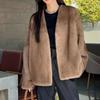 Autumn and Winter New Women Fashion Faux Fur V-neck Coat
