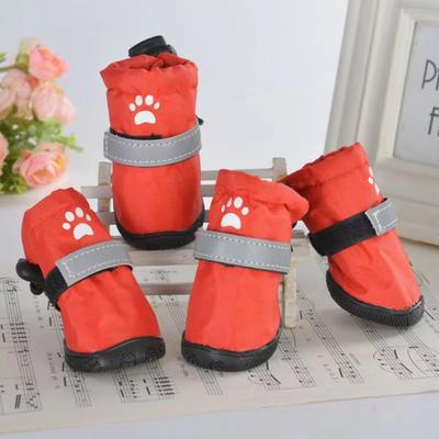 4 Stück/Set Reflektierende Welpen-Stiefel Wasserdichte Haustier-Regenschuhe Haustier-Hundeschuhe Klein Mittelgroßer Hund