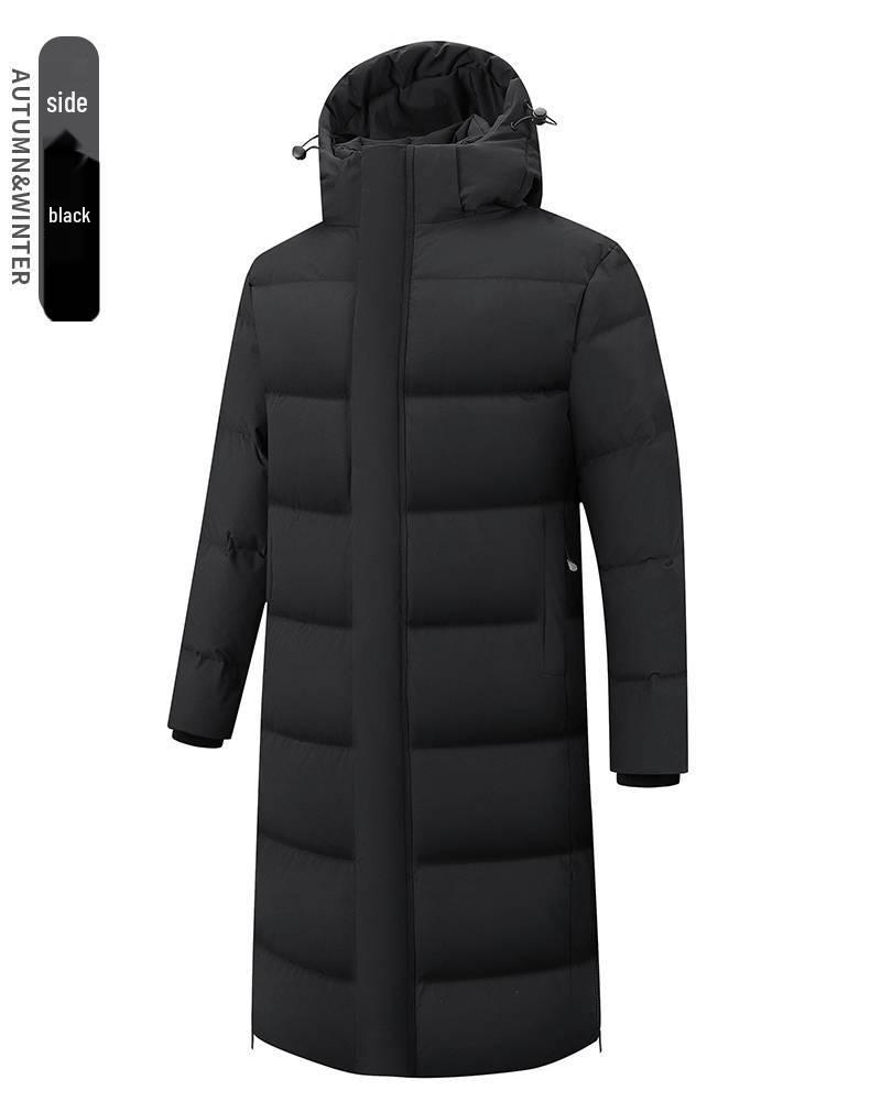 Men's Long Sports Down Coat - Over-the-Knee Winter Jacket for Students