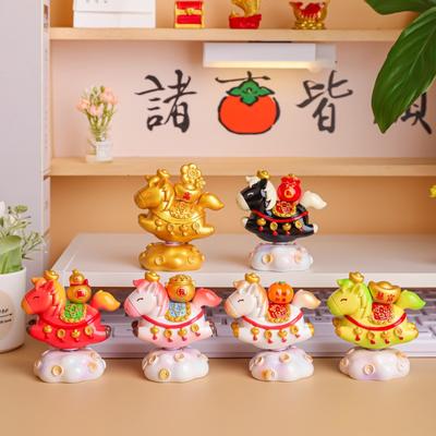 Xiaoma CAI CAI Rotating Fun Table Decoration, Xiaoma Doll, Horse Year Zodiac Figurine