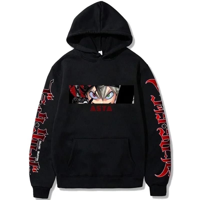 Japan Asta Anime Graphic Printed Hoodies Vintage Oversized Hooded Sweatshirt Long Sleeves Soft Cotton Hoodie Men Women Clothes