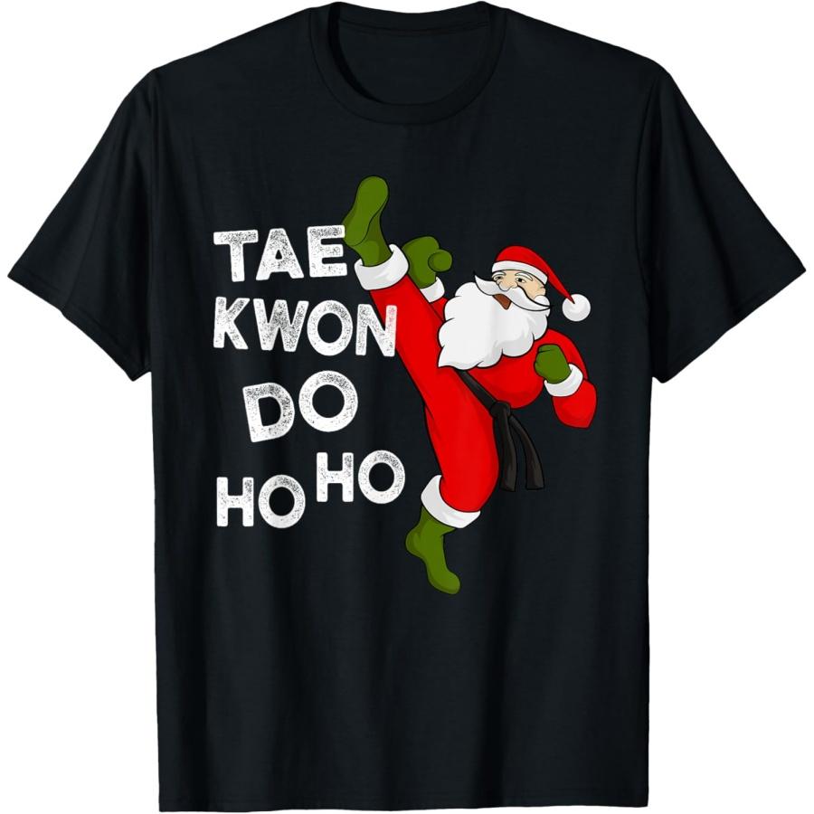 

Смешная рождественская футболка для тхэквондо «Хо-хо Санта-Клаус» XXXXXL чёрный