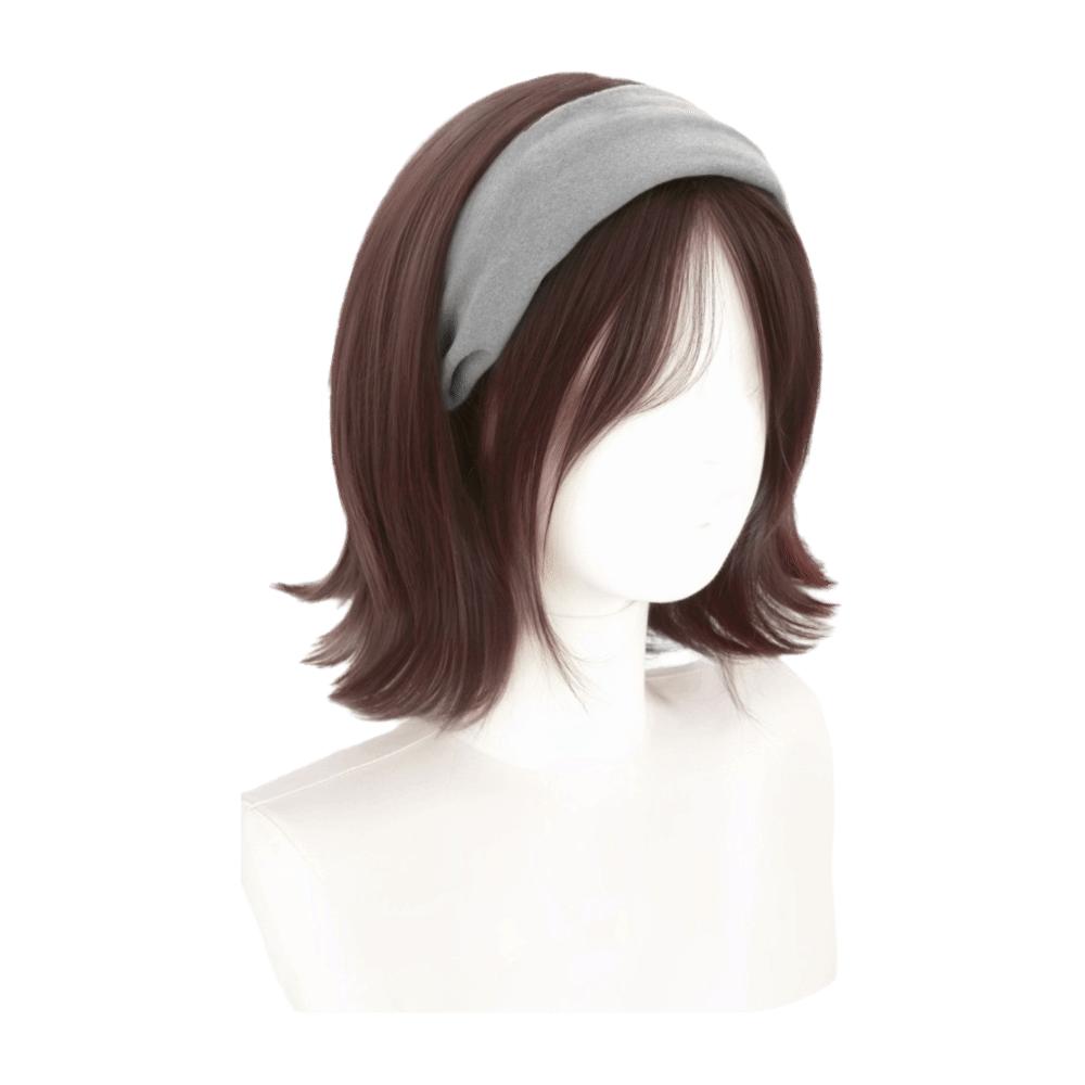 Korean Style Synthetic Wide Knit Headband Wigs Hair Hoop Short Wavy Bob Hair  Party