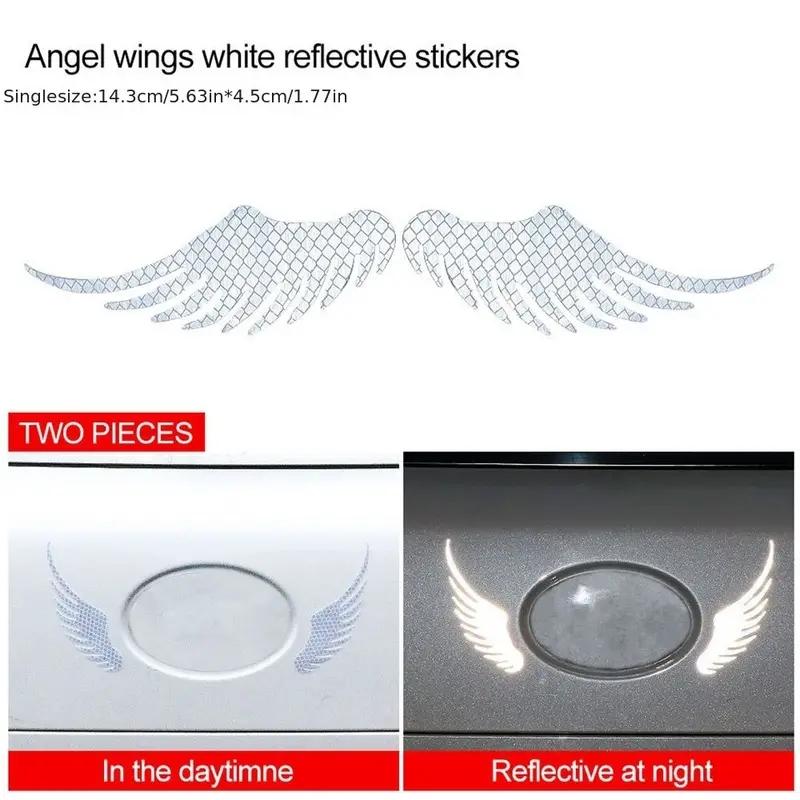Car Sticker Safety Warning Reflective Angel Wings Reflective Warning Sign Funny Bike Decal Sticker Motorbike Reflective Sticker